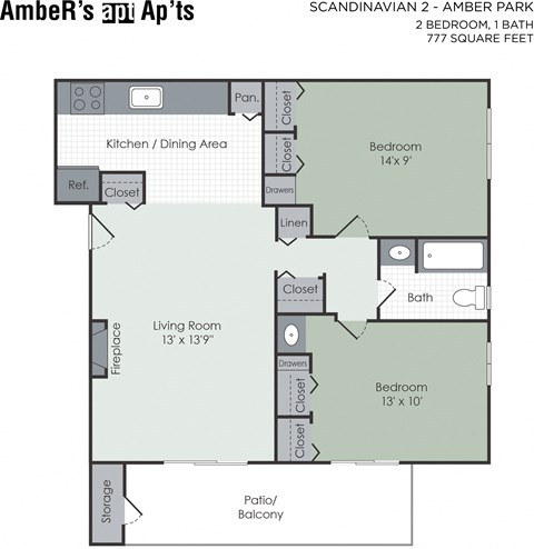 Two bedroom apartment layout